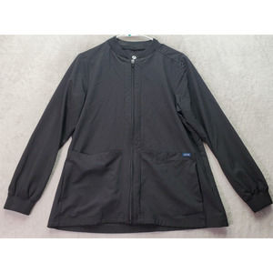 Adar Addition Bomber Jacket Unisex Medium Black Polyester Patch Pockets Full Zip